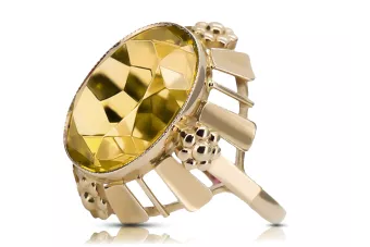 Ring Vintage Stil Gelber Peridot 14 Karat Gelbgold vrc043y